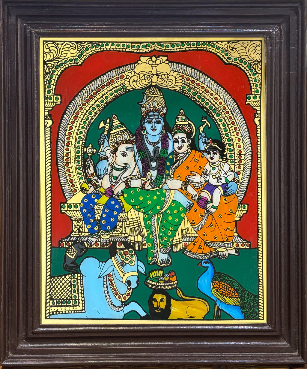 Shiva Family Glass Painting