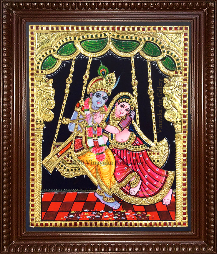 Oonjal Radha Krishna | Tanjore Painting | Vinayaka Art Gallery | Buy Online