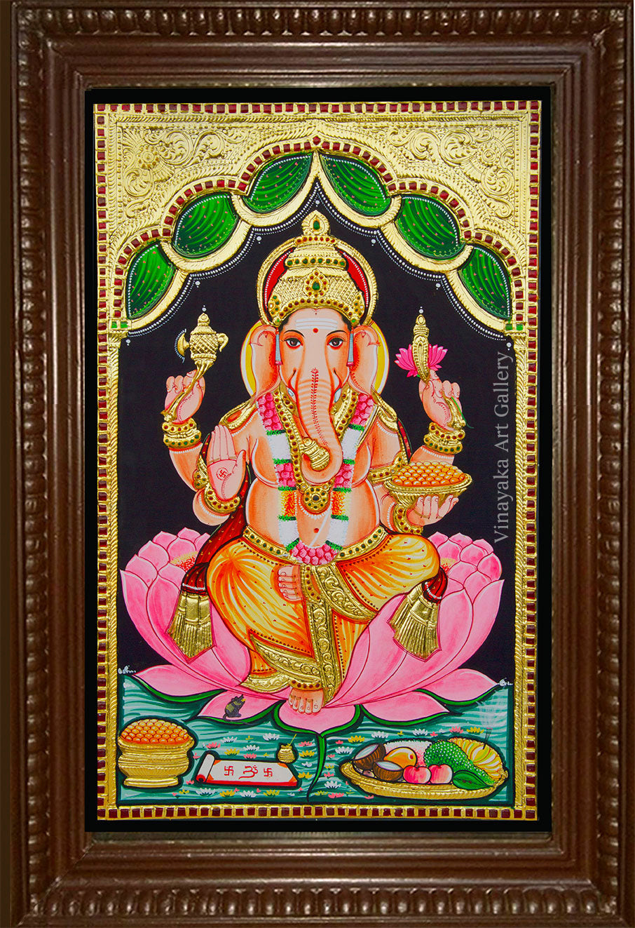 Chola Impressions Teak Wood Religious Ganesh Tanjore Painting Multicolour  13 x 11 Inches  Amazonin Home  Kitchen