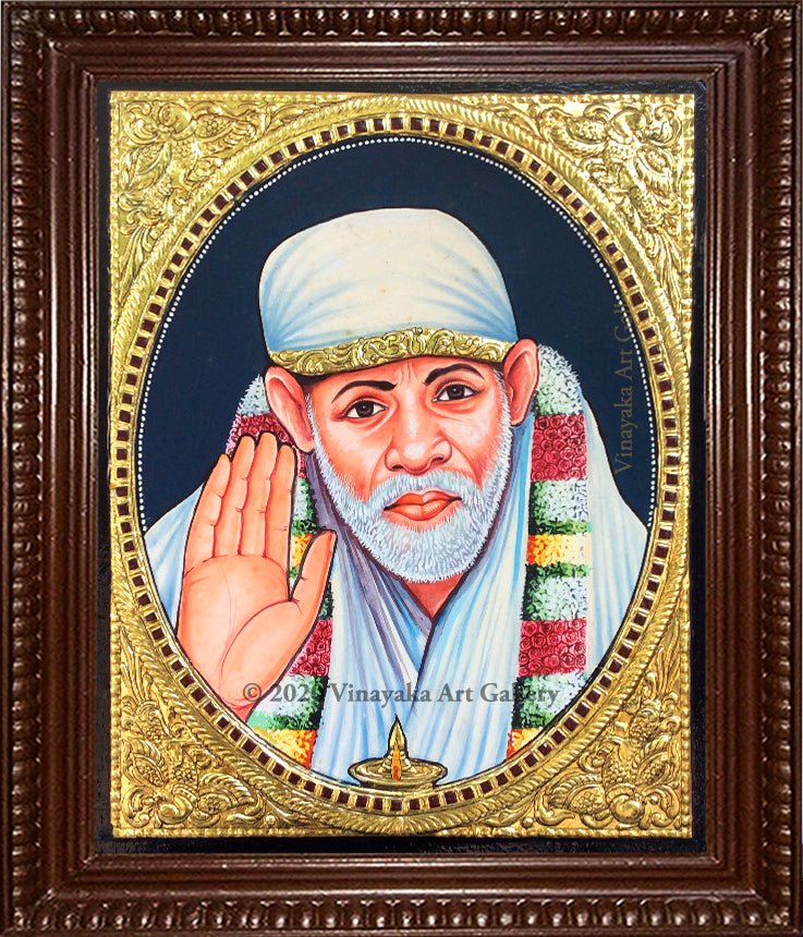 Sai Baba portrait | Tanjore Painting | Vinayaka Art Gallery | Buy Online